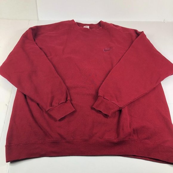 Vintage 1990s Nike Sweater Men's Extra Extra Large Red Tonal Crewneck Made USA